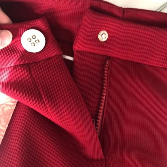 NWOT Nuvula New York Red pink and burgundy patchwork designer pants size L 10 - Picture 6 of 7